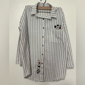Striped Button-Up Shirt with Disney Inspired Embroidery